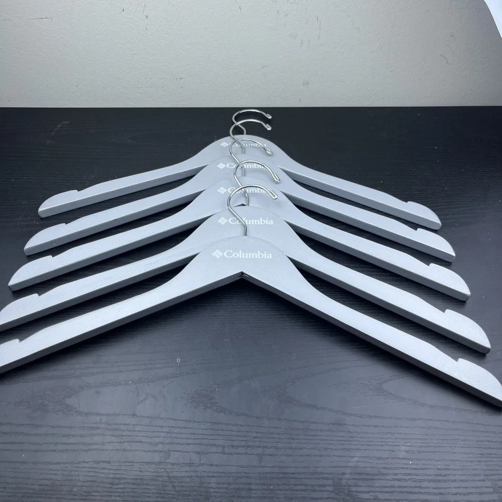 Columbia Sportswear Company Wooden Clothes Hangers Gray Set of 5